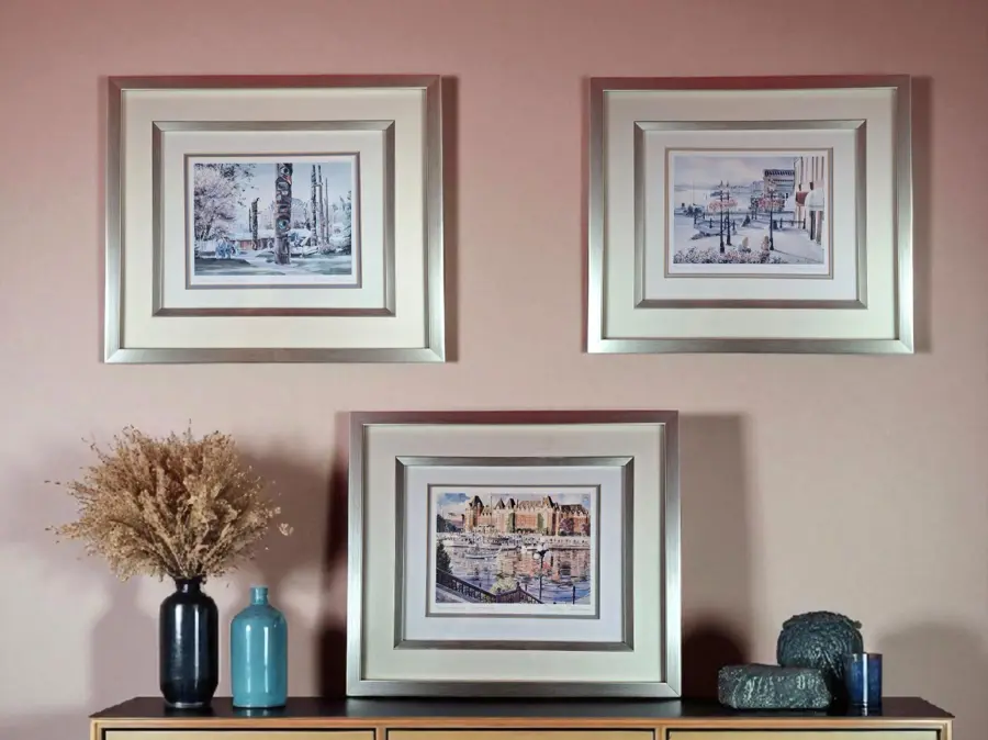 Three Framed Prints Signed Blaine Jackson - Romancing Victoria - Legacy of Thunderbird - Bastion Square Today