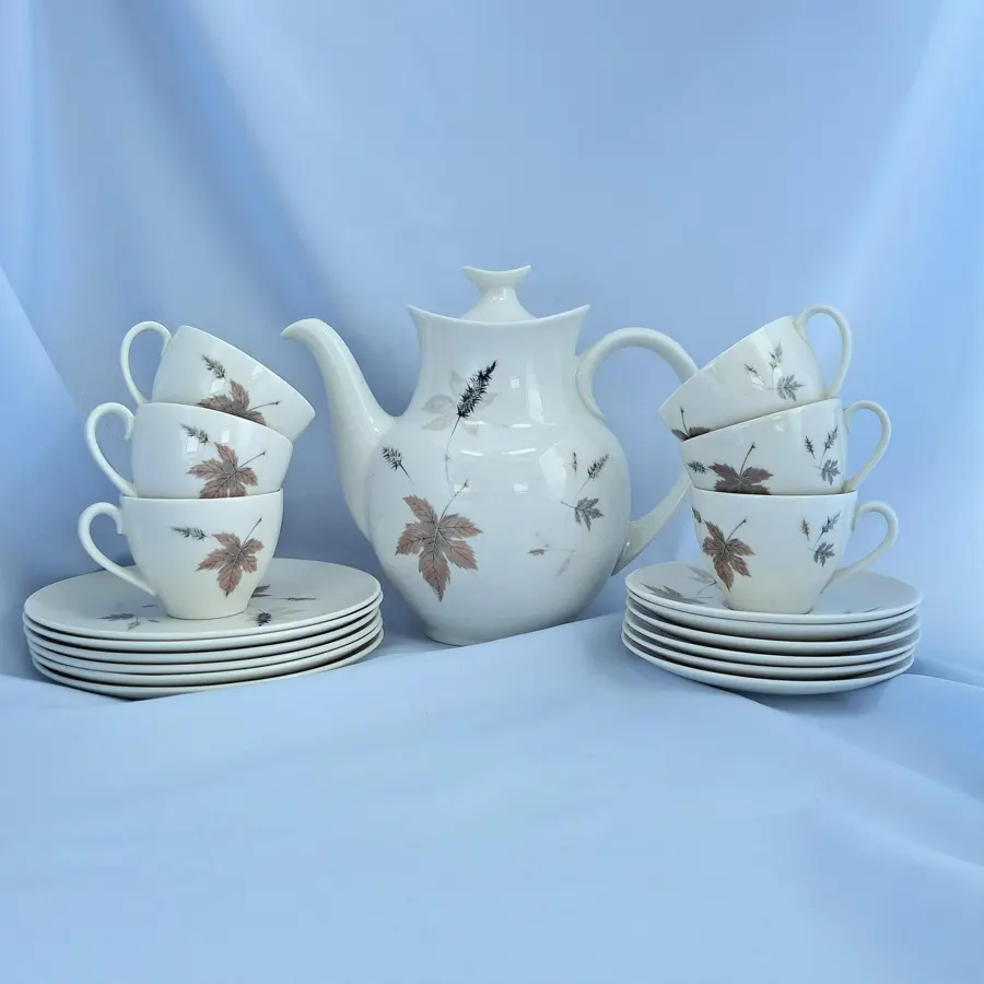 Royal Doulton Tumbling Leaves Coffee set, Bone China, England. 19 Pieces