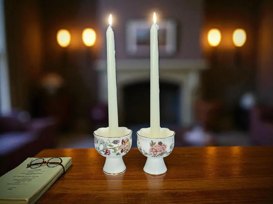 Vintage Candle holders: Royal Doulton Canton and Minton, Fine Bone China, English, Pedestal Candlesticks