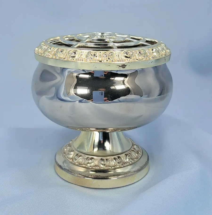 Vintage Silver Plated Rose Bowl, flower arranger’s Vase