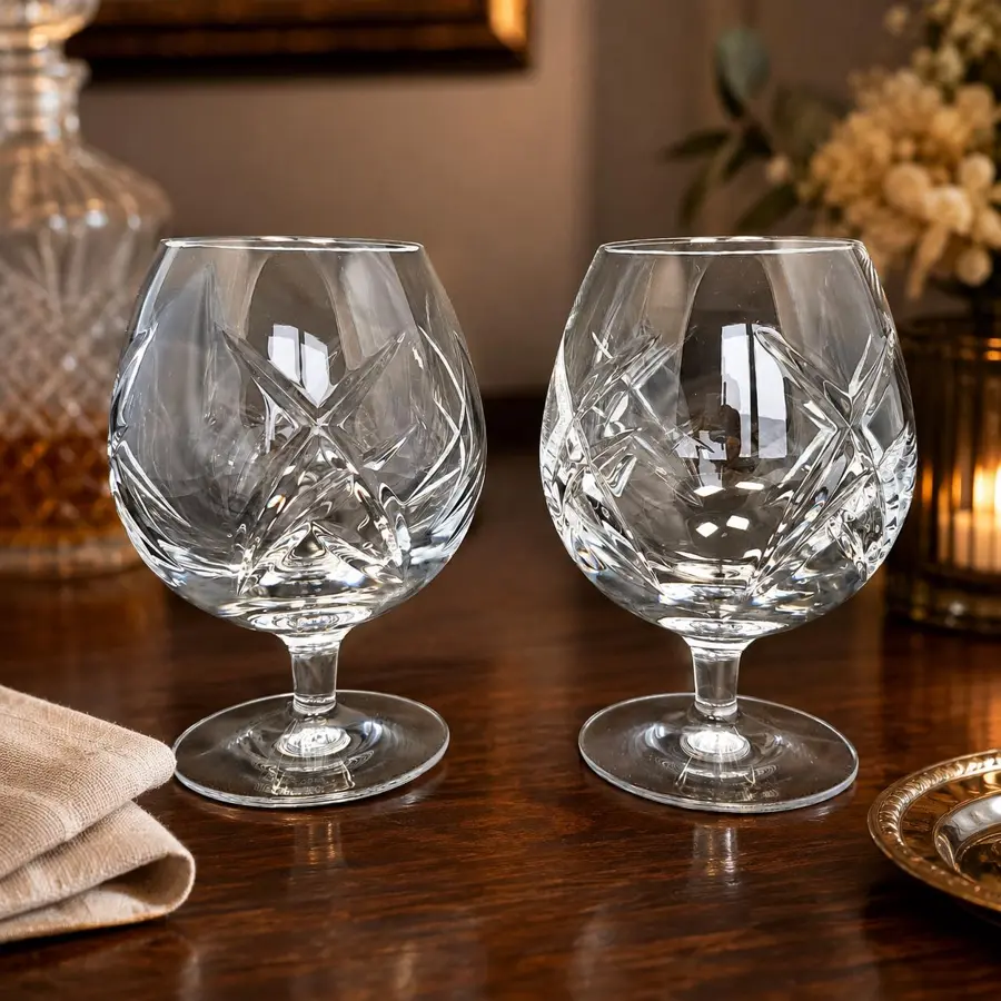 Waterford John Rocha Signature Brandy Glasses, Pair of Crystal Snifters