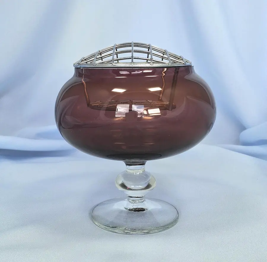 Vintage Amethyst Glass Rose Bowl, Pedestal Posy Vase