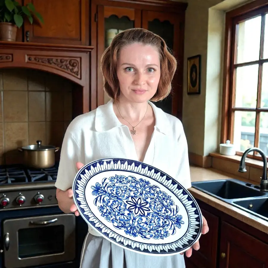 Antique Flow Blue Transferware Platter