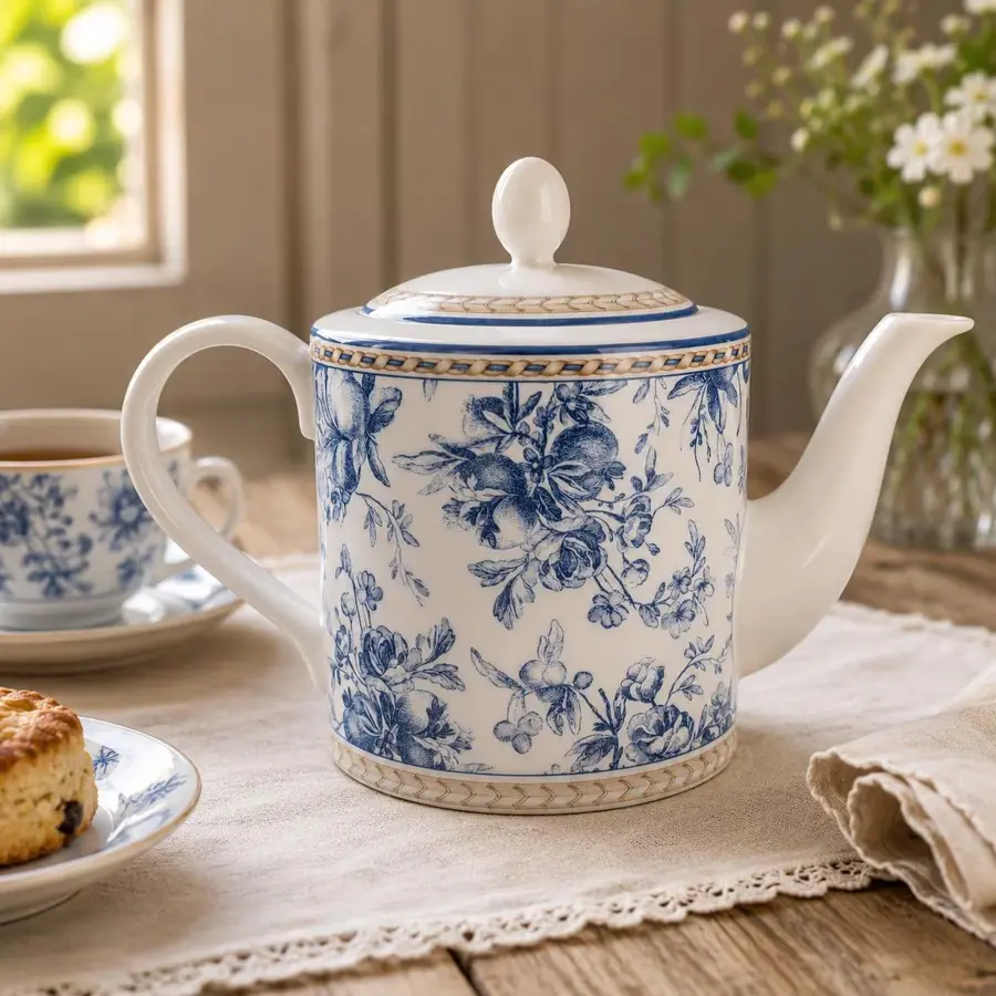 Royal Doulton Provence Bleu Teapot, T.C. 1289, Blue Floral Fine China