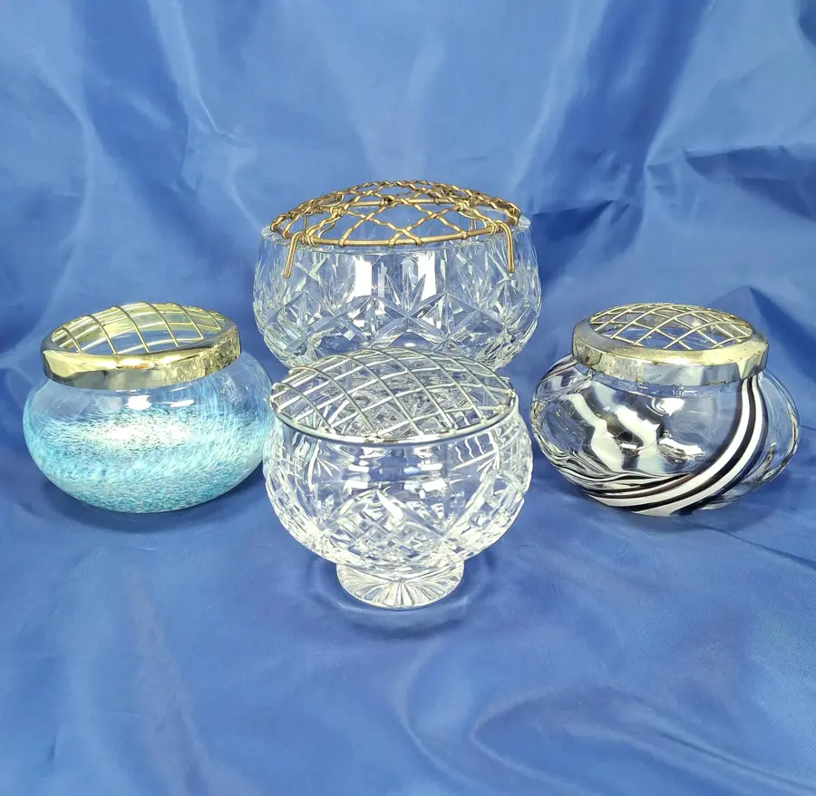 Vintage Crystal Rose Bowl with Lid - Cut Glass Centerpiece
