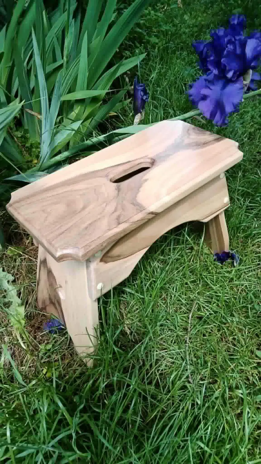 Handmade Walnut Milking Stool: Rustic Step Stool Plant Stand
