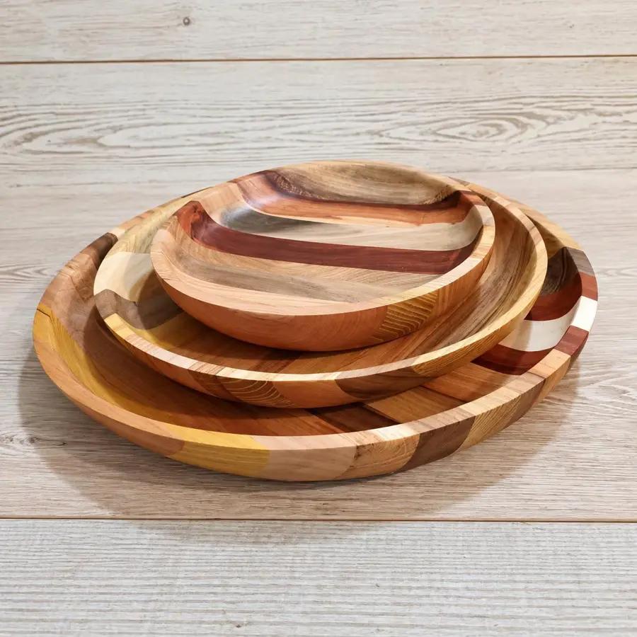 Handmade Mixed Wood Serving Plate, Choose Size