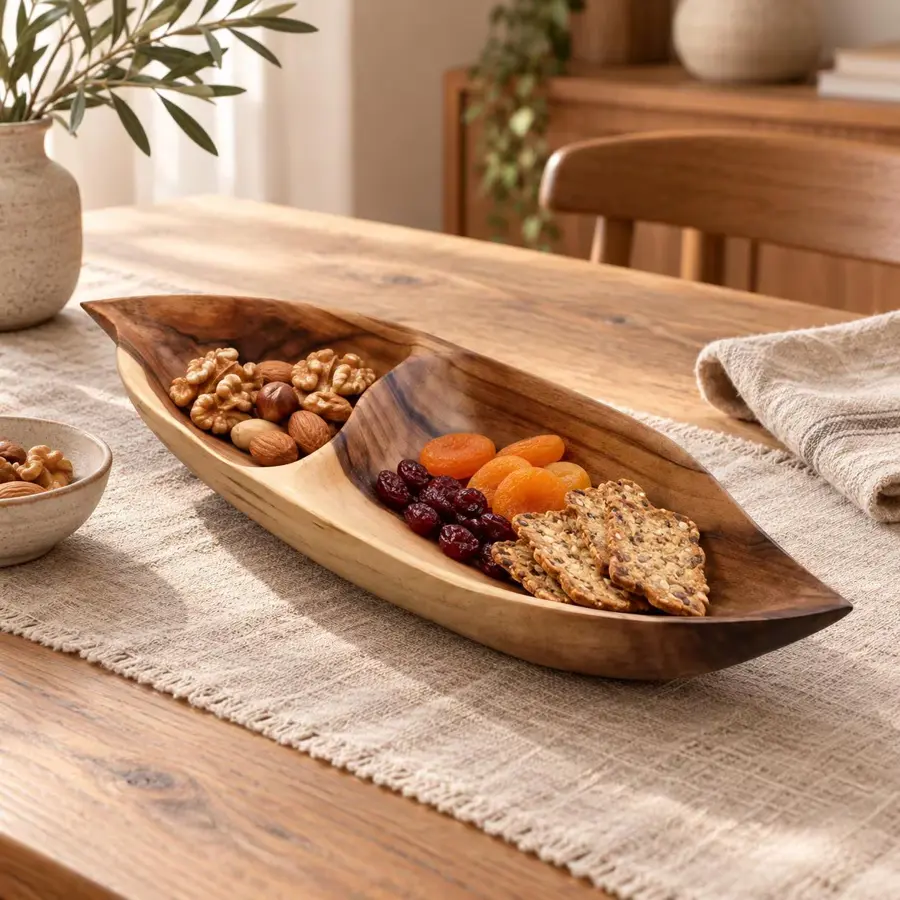 Handmade Wooden Bowls: Fruit or Salad Plate, Serving Platter, Rustic Decor