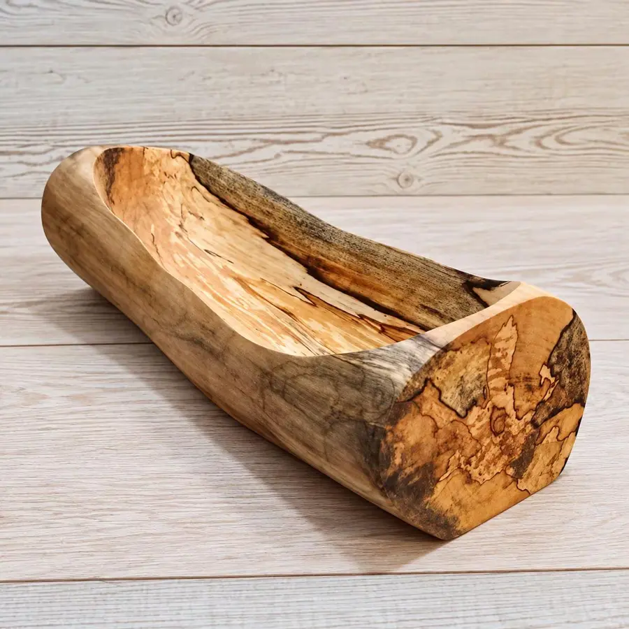 Spalted Birch Wood Bowl: Wood Desk Organizer & Snack Serving Tray
