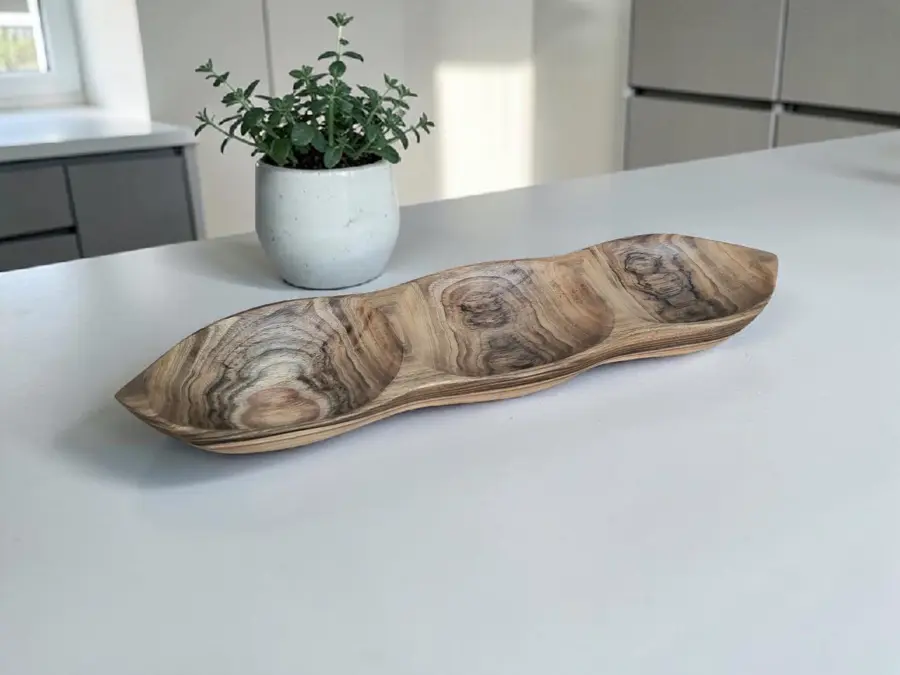 Handmade Wooden Bowls: Rustic Serving Platter, Snack Dish