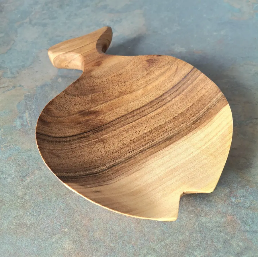 Hand Carved Walnut Wood Bowl: Rustic Farmhouse Decor, Fruit Salad Bowl