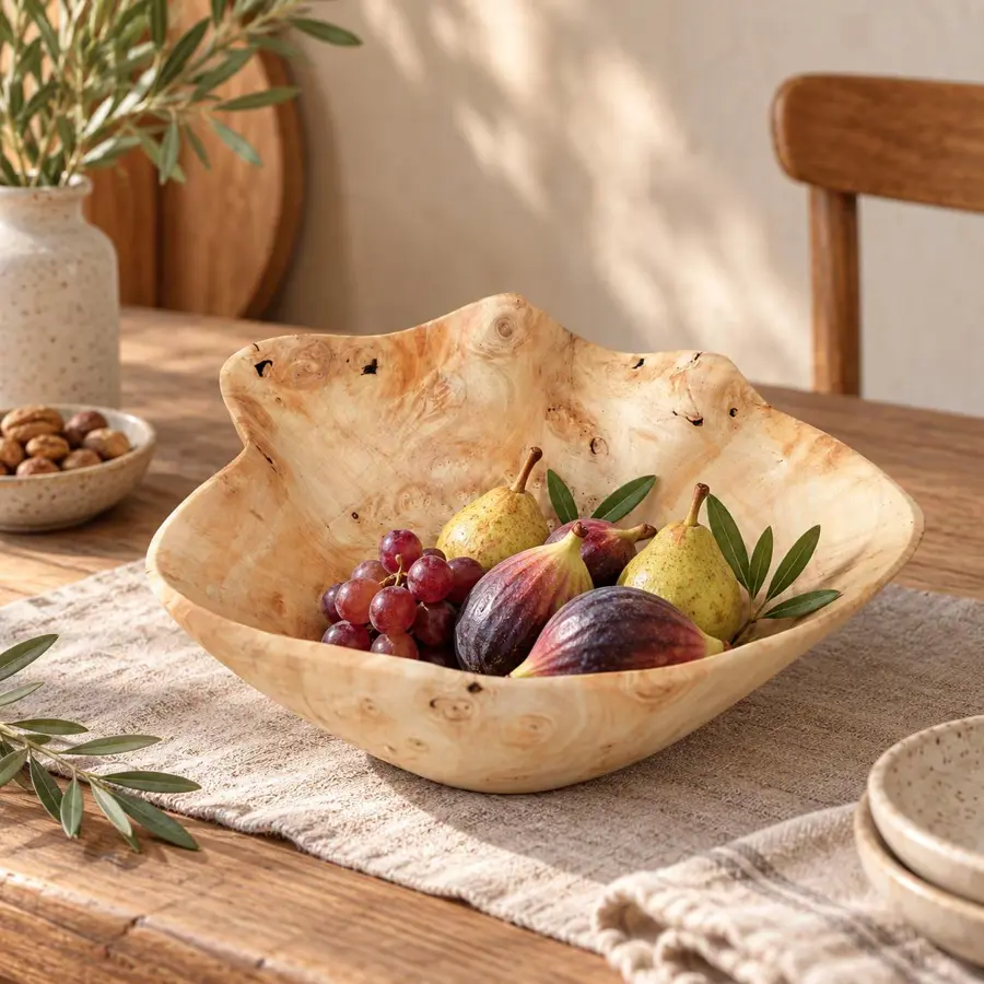 Handcarved American Maple Wood Bowls, Rustic Wooden Bowl