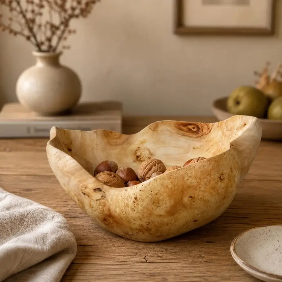 Hand-Carved American Maple Burl Wood Bowls