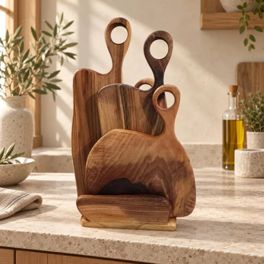 Handmade Set of 3 Wood Chopping Boards : Wooden Cutting Boards, Rustic Cheese & Charcuterie Platter